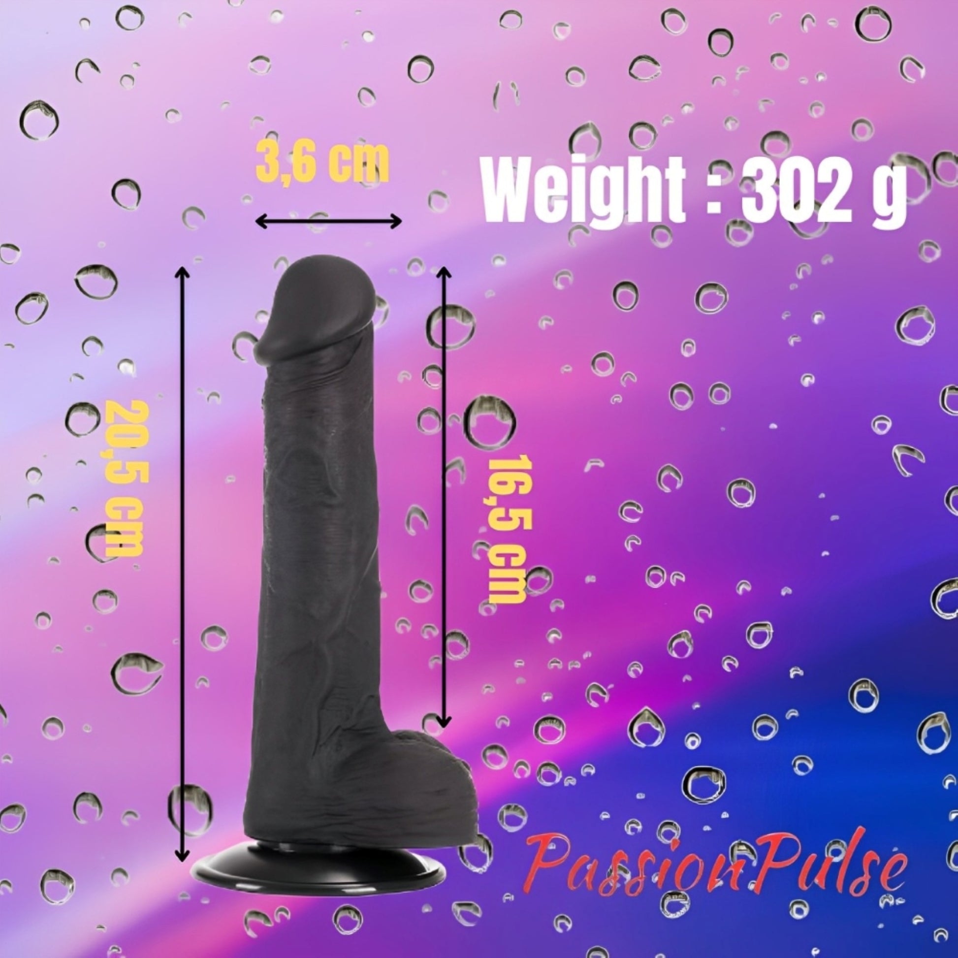 Dildo negru realist cu detalii anatomice, Dark Knight, 20,5x3,6 cm