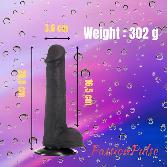 Dildo negru realist cu detalii anatomice, Dark Knight, 20,5x3,6 cm
